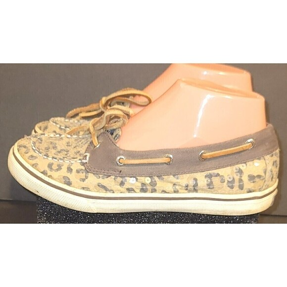 Sperry Top-Sider Shoe Bahama Boat Shoe Sequins Animal Print - Size 4 - Picture 4 of 13